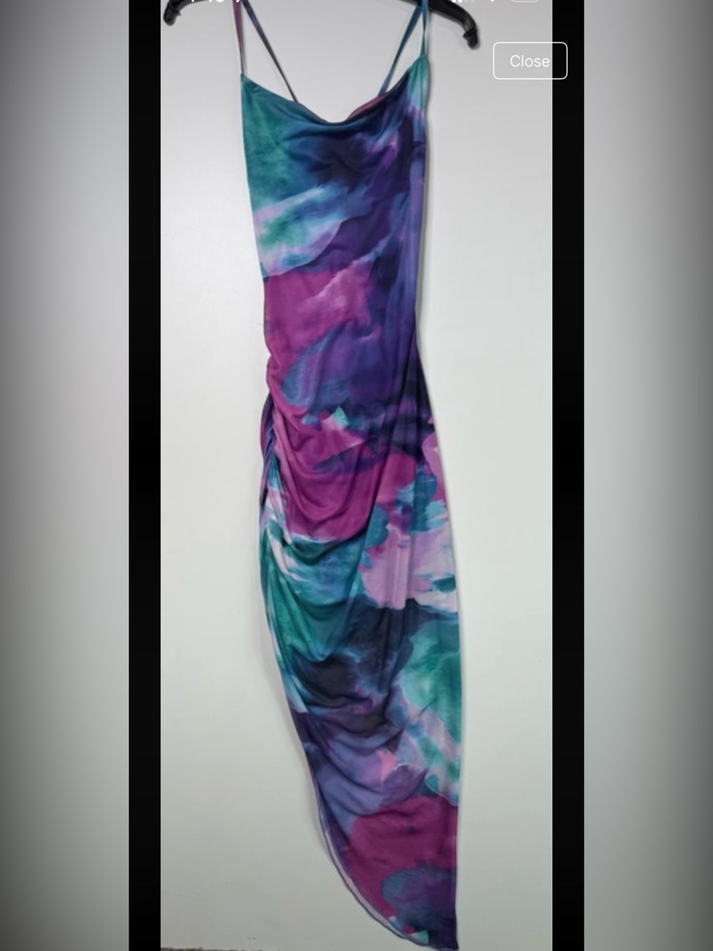 Women’s Multicolor Ruched Swim Cover-Up - Purple Teal Print